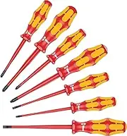 Wera 160 iSS/7 Kraftform Plus Series 100 Screwdriver 7 Piece Set with Reduced Blade and Smaller Handle Diameter