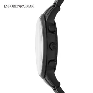 【EMPORIO ARMANI 官方直營】Renato 堅韌果敢三眼男錶 暗黑不鏽鋼錶帶 手錶 43mm AR11275