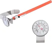 uxcell Bimetal Thermometer with 5in Stainless Steel Stem & 1in Dial, -10-110°C Temperature Range, Shatterproof Plastic Lens with Red Sheath- Industrial Grade