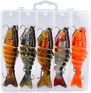 Perfk 5 Pieces Fishing Lures Bionic Swimming Baits Lifelike Fishing Baits Multi Jointed Swimbaits with Hooks