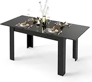 Giantex Extendable Dining Table, Modern Kitchen Table w/Adjustable Tabletop, L-Shaped Legs, Large Industrial Dinner Furniture for Kitchen, Dining Room, 110 KG Load Capacity