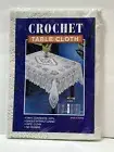 Vtg 60x90 Easy Clean 100% Vinyl Crochet Tablecloth White No Iron Needed 60"x90"