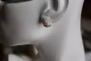 Master Hand carved Sardonyx shell rose earrings set in Italian sliver