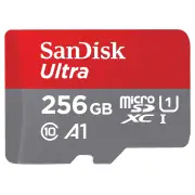 Sandisk 256GB Ultra microSDXC Card + SD Adapter, Class 10. SQUAC256GGN6MA