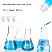 50ml-250ml Narrow Mouth Glass Erlenmeyer Flask Set, 15-68mm Silicone Stoppers