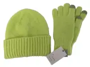 Neon green Knit Beanie & Touchscreen Gloves Set By A New Day One Size