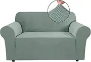 Smarcute Stretch Couch Cover Sofa Cover 1-Piece Furniture Protector Cover Luxury High Spandex Small Checks Knitted Jacquard Fabric Sofa Slipcover for Living Room (2 Seater, Sage)