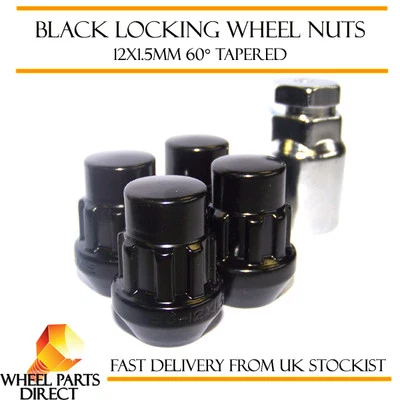 Black Locking Wheel Nuts 12x1.5 Bolts for Mazda RX-7 [Mk3] 91-02