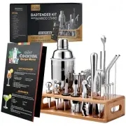 25-Piece Bartender Kit Complete Cocktail Set Professional Tools with Stand
