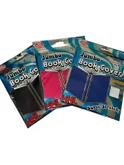 Lot Of 3 Premium Edition Jumbo Book Covers Blue Pink & Black Textbook Protector