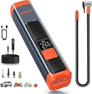FOWAWU Car Tyre Inflator 150PSI 6000mAh,Portable Air Compressor Battery Tire Inflator Electric Bike Pump with LED Flashlight DC 12V,Car Tire Pump for Bike Motorcycle Ball Smart Digital Air Pressure