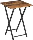Folding wooden TV tray table, portable sofa side table, rustic
