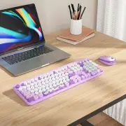 ANYMOB Bluetooth Keyboard And Mouse Combo Set Light Purple Full Size Compatible Soft Touch Keys Quiet Clicks