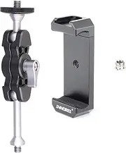 Magic Arm and Phone Mounting Clip, INNOREL Universal Aluminum Alloy Telephone Clamp with A 1/4" to 3/8" Screw for Camera Tripod External Shooting Equipments