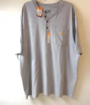 MEN'S CARHARTT SHORT SLEEVE GRAY BUTTON FRONT NEW W/TAGS SIZE 2XL LOOSE FIT TOP