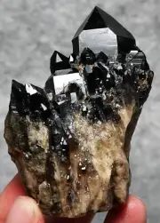 152g Natural Pineapple black Quartz Cluster Point Crystal Healing Mineral