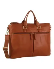 [PIERRE CARDIN] Italian Leather Business Briefcase in Brown
