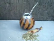 Argentina Mate Gourd Hand Made Natural Tea Cup Straw Spoon BONUS Yerba - R23