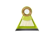 Full Circle Tiny Team Compact Mini Brush & Dustpan Set w Bamboo Handle Green