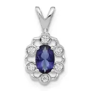14k White Gold 1/10 Ct. Lab Grown Diamond VS/SI+ G+ and Lab Created Blue Sapphire Pendant
