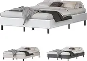 ALFORDSON Bed Frame Base Queen Size with Boucle Upholstery, Bed Platform Foundation Without Headboard for Mattress Topper, Basel Boucle White