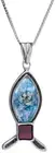 Fish pendant with New testament Nano Bible sim, Roman glass