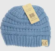 Kids Pale Blue Authentic C.C Exclusives Classic Rib Knit Beanie Hat Cap NIP