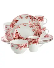 Elama Traditional Rose 16pc Stoneware Dinnerware Set