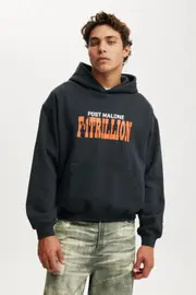 [Cotton On Men] Cotton On Men - Post Malone Box Fit Hoodie - Lcn bra washed black/post malone-f-1 trillion L LCN BRA WASHED BLACK/POST MALONE-F-1 TRILLION