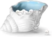 Yitexin Conch Shape Ceramic Jewelry Dish, Blue Sea Shell Trinket Tray, Ocean-Themed Decorative Ring Holder Dish, Women Jewelry Plate Tray for Earrings Necklaces Bracelet (Conch)