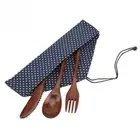 Tableware Cutter Portable Reusable With Bags Bamboo Flatware Wooden Cutlery
