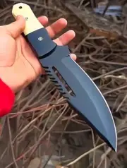 Custom Handmade Fixed Blade Full Tang Bowie Knife with Bone Handle & Powder Coat