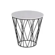 Modern Furniture DARBY Side Table Marble 50cm - White