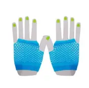 1 Pair of Blue Short Fishnet Fingerless Gloves Dance Jazz 80s BNWT (52)