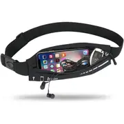 Slim Running Belt Fanny Pack for Women Men, Phone Holder Runners Pouch Waist Belt for Workout Jogging, Money Belt Running Gift Gear Accessories, Black, One Size, Fashion