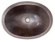 19" Oval Hammered Drop In or Undermount Copper Bath Sink