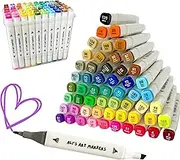 ALI'S ART MARKERS, Alcohol Markers, Dual Tip Double Ended Marker, 60 Colours, Clear Plastic Storage Case, Drawing, Sketching