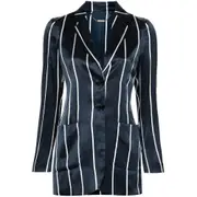 [Kiton] Kiton Striped Silk Blazer 40 IT BLUE/WHITE