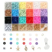 Flat Round Clay Beads 24 Grids DIY Earring Necklace Set for Creative Handawork