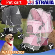 Pink Pet Stroller Pram Dog Carrier Cage Travel Pushchair Foldable Puppy Trolley