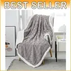 Luxurious Faux Fur & Sherpa Throw Blanket 60x80 for Couch & Camping in Grey