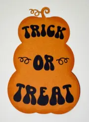 Trick or Treat Pumpkin Die Cut Scrapbook Embellishment Card Junk Journal