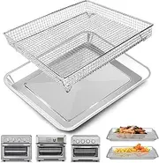 Air Fryer Basket Tray Replacement for Cuisinart TOA-60 TOA-65 TOA-70 Toaster Air Fryer Convection Oven, 12.2 * 11''Mesh Air Fryer Stainless Steel Basket Wire Rack Accessories Parts, Dishwasher Safe