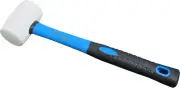 8-Ounces White Solid Rubber Mallet, Fiberglass Handle with Soft Rubber Grip, To