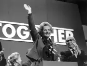 The Prime Minister Mrs Margaret Thatcher acknowledges a standin- 1980 Old Photo