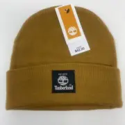 Timberland Wheat Knit Beanie Rib Cuff Patched Logo Winter Hat Cap Toboggan NEW