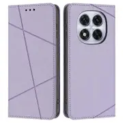 Wallet Case Compatible For Xiaomi Redmi Note 14 Pro+ 5G / 14 Pro 5G / 14 Pro 4G / Poco X7 5G Line Imprinted Leather Stand Ph Purple