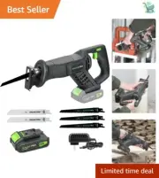 Powerful 20V Cordless Reciprocating Saw - 0-3000RPM, 5.1 lbs Lightweight Design