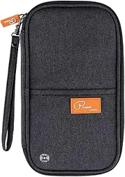 RFID Travel Passport Wallet, Family Passport Holder with Hand Strap, RFID Blocking Credit Card Wallet for Men & Women, Trip Document Organizer Fits Phone and Tickets, by VanFn P.Travel Series (Black)