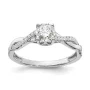 0.50ct. CZ Solid Real 14k White Gold Twist Design Engagement Ring
